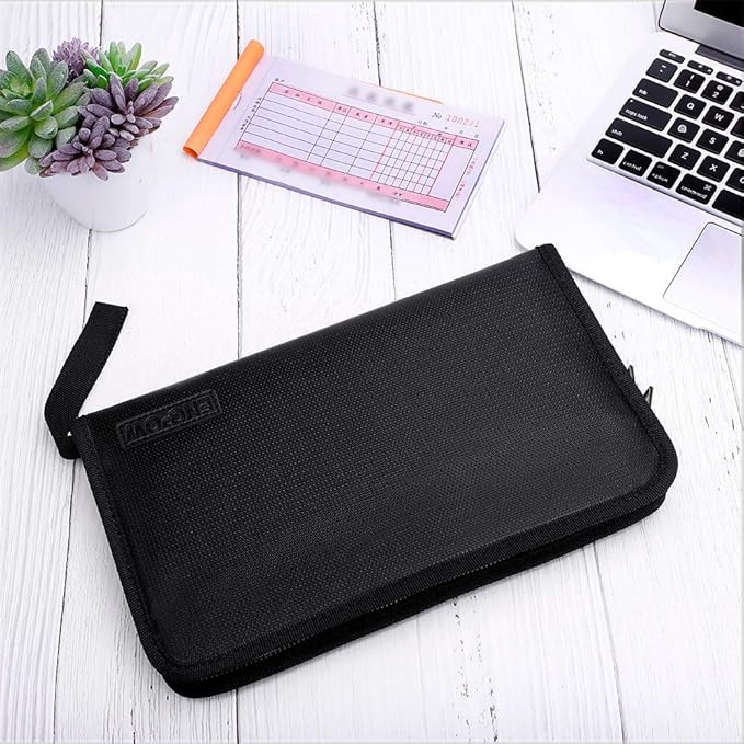 ENGPOW Expanding File Folder (11.4"x6.3") A5 Size Document Organizer Fireproof Money Bag 13 Pockets Zipper Closure Portable Filing Wallet Holder Storage for Check,Bill,Receipts,Tickets