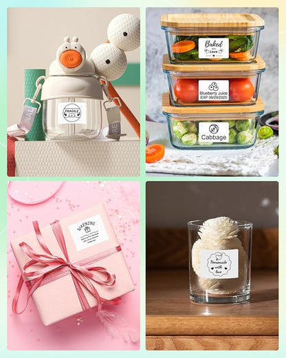 M100 Square Label 1.57'' x 1.18'' (40 x 30 mm), Compatible with Label Maker M110/ M220/ M221/ M120/ M200/M260/M150, White, 230 Labels/Roll, Multi-Purpose Adhesive Thermal Labels, Black on White