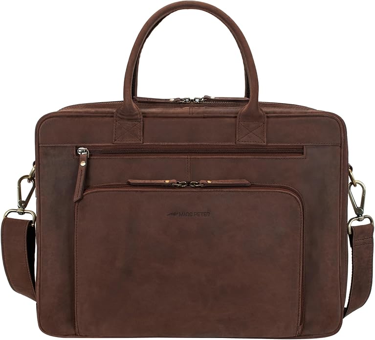 Marc Peter Hamilton Real Leather Business Bag for Men and Women | 15.6 inch Laptop Bag | Shoulder Bag for Men