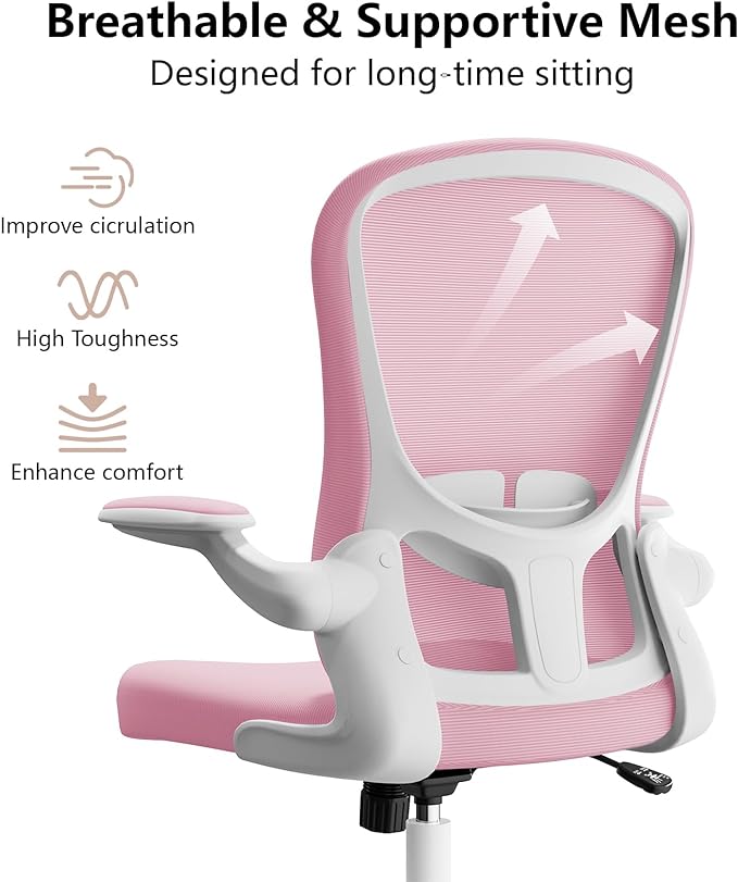 Ergonomic Office Chair, Comfort Swivel Home Office Task Chair, Breathable Mesh Desk Chair, Lumbar Support Computer Chair with Flip-up Arms and Adjustable Height