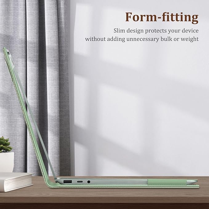 Fintie Sleeve Case for 12.4 Inch Microsoft Surface Laptop Go 3/2/1 (Model: 2013/1943), Premium PU Leather Protective Folio Book Cover with Large Pocket (Sage)