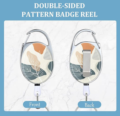 3 Pack Badge Reels Retractable，Double Sided Color Print Pattern Retractable Badge Holders，with Retractable Keychain, Badge Clip and Key Ring，Durable Nylon Retractable Rope