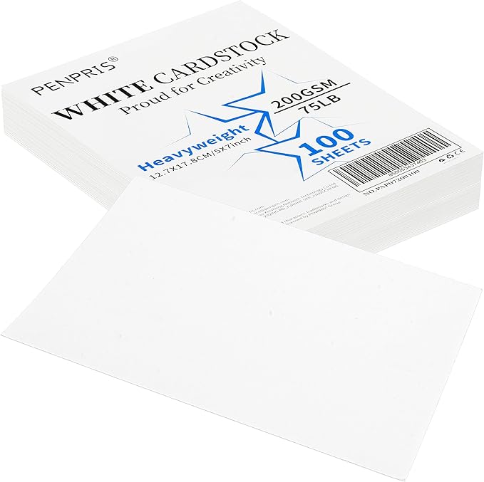 100 Sheets White Cards Blank - 5''x7'' White Card Stock 200gsm/75lb Thick Paper Cardstock, Heavy CardStock Blank for Wedding Invitations, Index Cards, Greeting, Note -PAP07200100