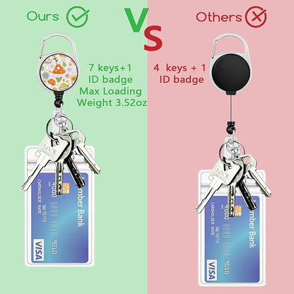 Giancomics Lanyards for Id Badges, Mushroom ID Badge Holder with Lanyard Badge Reel Retractable, Cute Lanyard with ID Holder Keychain Clip Name Tag Cute ID Card Holder for Teacher Women Work Office