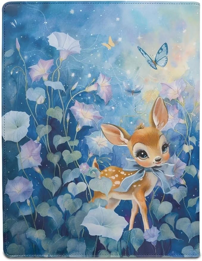 Office Folder Butterfly Blue Print PU Leather Padfolio with A4 Size Clipboard Clip for Business Resume Interview Document Sleeve Binder Folder for Men/Women