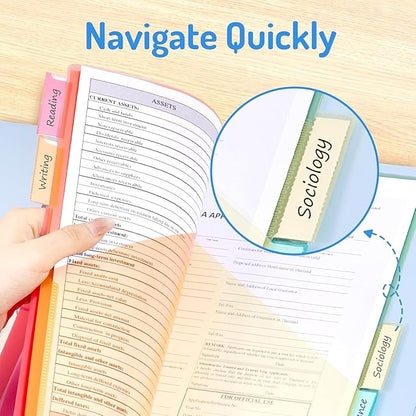 Forvencer 10 Count Dividers with Pockets, 5 Tab Dividers for 3 Ring Binder with Pockets, Subject Dividers with Pockets, Premium Quality Notebook Dividers with Pockets, Multicolor, 2 Sets