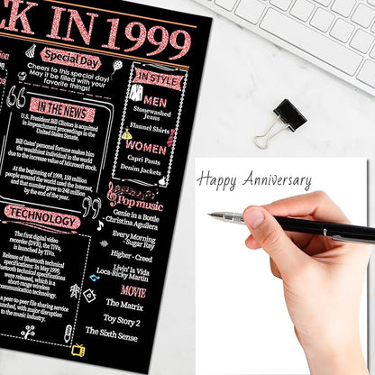 Joycard 26th Anniversary Card for Women, Wedding Card for Wife, Sweet Marriage Decorations Gifts for Couple, Perfect for Her on Anniversary Day, Back in 1999