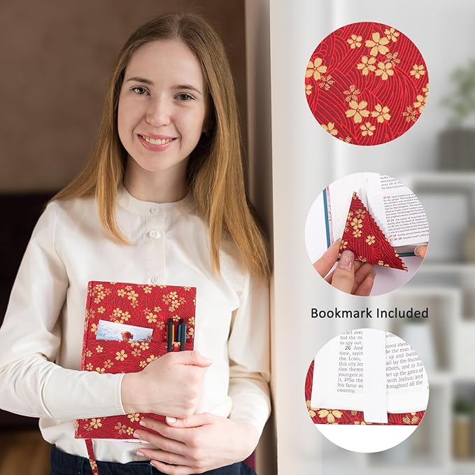 Book Covers with Corner Bookmark - Fabric Dust Jackets for Books - Book Protector for Book Lovers - Book Covers for for Paperbacks,Hardcover,Bibles - Soft Cover Book Sleeve for AA Books