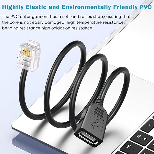 Rj11 To Usb Telephone Line Adapter, Rj11 6p4c Male To Usb Female Modem Converter, Used For Telephone Communication, Fax Machines, Modulation And Demodulation Adapters (Rj11 male to USB female30cm)