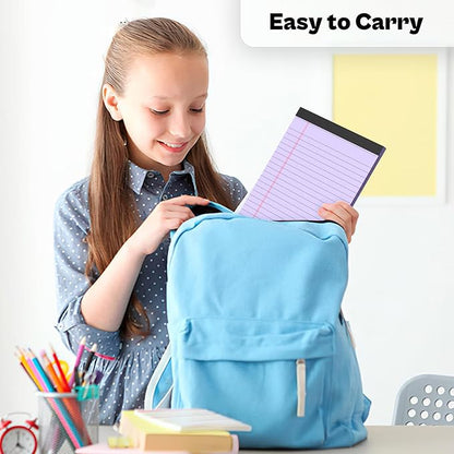 4 Pack Note Pads 5 x 8 Inch Purple Small Legal Pads 5 x 8 Colored Notepad 5 x 8 Perforated Writing Pads Lined Paper Pads College Ruled Pad Paper 30 Sheets Notebook for Study, To-Do Lists, Office