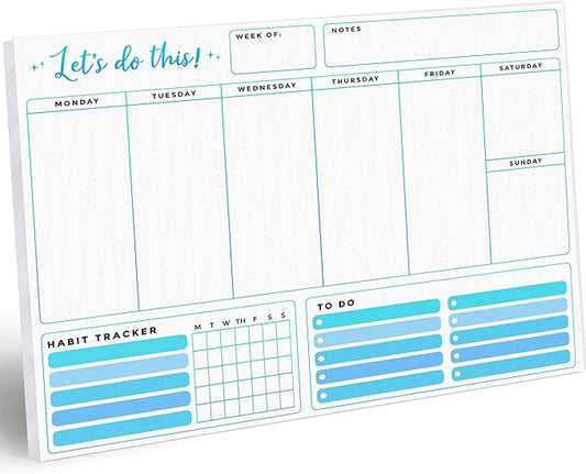 T Marie Weekly Planner Notepad - 52 8.5 x 11” Calendar Sheets Pad and Daily Habit Tracker With To Do List Scheduler - Appointment Calendar for Productivity to Reach Goals, Undated