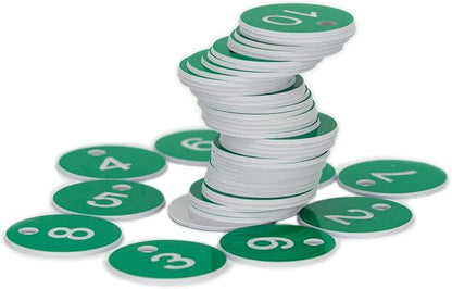 StayMax Plastic ID Number Tags Engraved Tags Key Tags Without Key Rings (1-50, Green)