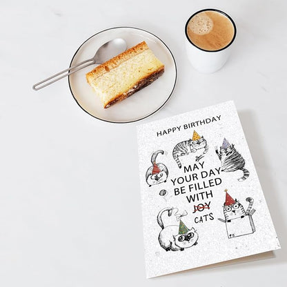 Happy Birthday Card for Cat Lover, Funny Birthday Card for Cat Mom Cat Dad, Cute Kitten Birthday Card for Him Her, May Your Day Be Filled With Cats Bday Card