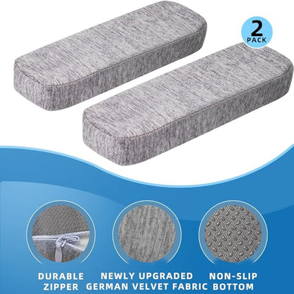 Office Chair Arm Covers with Memory Foam Elbow Pillow for Forearm Pressure Relief, Grey Arm Rest Covers for Office Chairs, Wheelchair, Comfy Gaming Chair