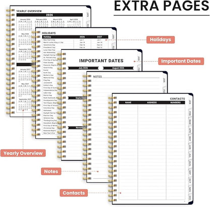 2026 Planner, Aesthetic Weekly and Monthly Planner for Women, Jan 2026 to Dec 2026, Hardcover 2026 Calendar Book with Monthly Tabs, Inner Pocket, Perfect for Office Home School - A4 (8.5" x 11"), Dusky Peony