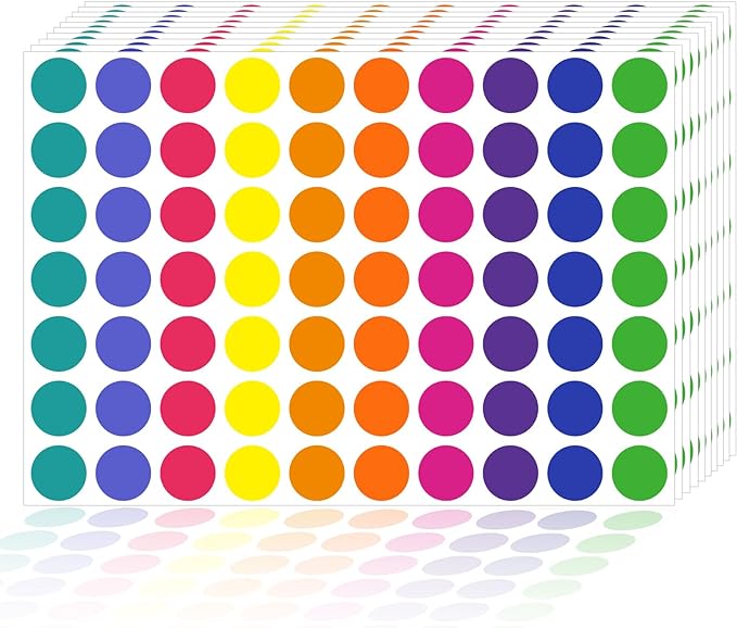 1540 PCS Colored Dot Stickers,Round Color Coding Labels, Polka Circle Dot Label Sticker for Office,Classroom,Papers Etc