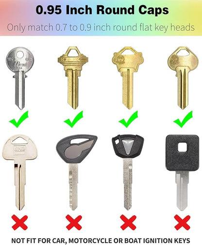 Vibit 16 Pack Colorful Plastic Key Cap Tags and Identifier Covers for Standard Flat House Keys, 2 Styles