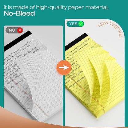 12 Pack Note Pads 5x8 Inch Small Yellow Legal Pads 5x8 In 50 Sheets Notepad College Ruled Small Writing Pads Perforated Pages Paper Pads 80GSM Recycled Paper Notepads for Home, Office, or School