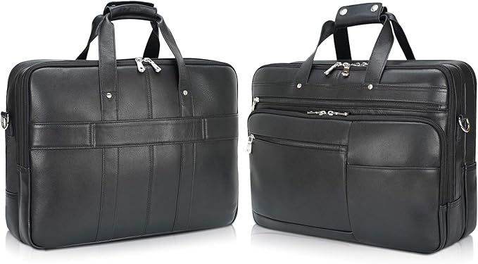 Polare X-Large 18" Full Grain Leather Briefcase For Men Business Travel Case Messenger Bag Fits 17.3" Laptop