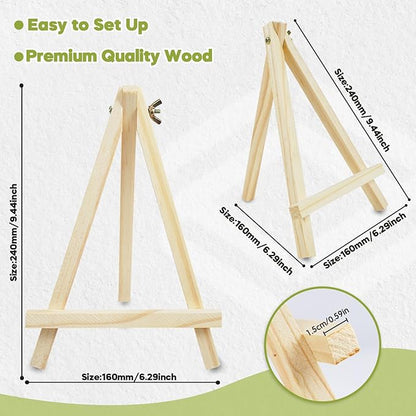 CONDA 9 Pack 9 Inch Wood Easels, Easel Stand for Painting Canvases, Art, and Crafts,Tripod,Painting Party Easel,Kids Student Tabletop Easels for Painting,Portable A-Frame Tripod Tabletop Easel Set
