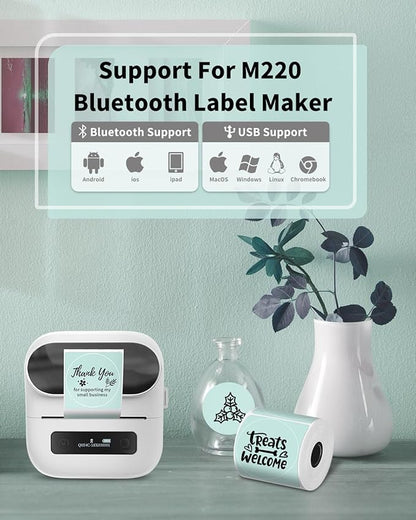 Phomemo Circle Thermal Label Compatible with M110/M100/M120/M150/M200/M220/M250 Label Maker, Sticker Round Thermal Label, 1.96" x 1.96"(50x50 mm), Black on Green