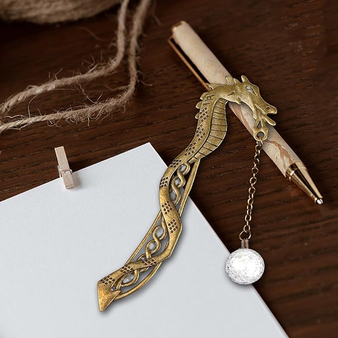Vintage Luminous Metal Sea Horse Bookmark Gifts, Unique Glow in The Dark Bookmark Gift for Men, Women Students, Kids Teachers, Book Lovers, Bookworms (Sea Horse)
