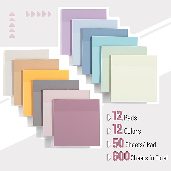 Mr. Pen- Transparent Sticky Notes, 3”x3”, Dreamy Pastel, 12 Pads, 600 Sheets, See Through Sticky Notes, Bulk Sticky Notes Transparent, Translucent Sticky Notes, Clear Transparent Sticky Notes Clear