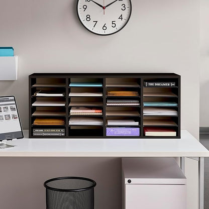 Safco Wooden Paper and Mail Organizer for Home Office and Classroom, Adjustable Shelves and Stackable