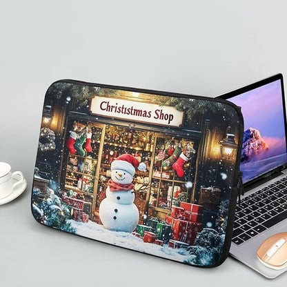 Christmas Snowman Laptop Sleeve Case for Women Laptop Protector Lightweight Computer Sleeve 13 inch Suitable for Girls Boys Tablet Bag Laptop Accessories