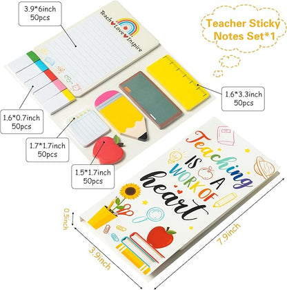 Teaching is A Work of Heart Sticky Notes Set Blackboard Self-Stick Note Pads Teacher Appreciation Gift Writing Memo Pads School Office Supplies