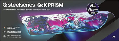 SteelSeries QcK Prism Gaming Mouse Pad - 2-Zone RGB Illumination - Real-time Event Lighting - Optimized for Gaming Sensors - Size XL - Neo Noir