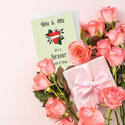 ALY LOU Funny Anniversary Card for Her Him/Husband Boyfriend/Girlfriend Wife/Sarcastic Birthday Greeting Card (You and me, it’s a forever kind of thing (Tattoo))
