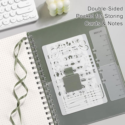 EMSHOI Spiral Notebook Bullet Dotted Journal, A5 Dotted Grid Notebook with 300 Pages, 100gsm Thick Paper, Waterproof Softcover Notebook for School Work Writing, 5.7" × 8.22" - Light Green