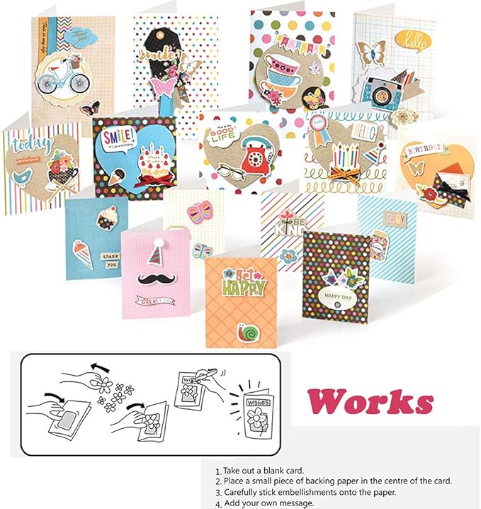 Huralona Handmade DIY Greeting Card Kits includes 16 Blank Cards 16 Colorful Envelopes with Decoration Accessories for Craft Birthday Thanksgiving Christmas Wedding Invitation Card Making Green