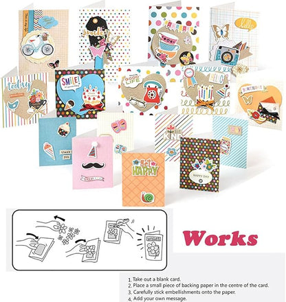 Huralona Handmade DIY Greeting Card Kits includes 16 Blank Cards 16 Colorful Envelopes with Decoration Accessories for Craft Birthday Thanksgiving Christmas Wedding Invitation Card Making Green