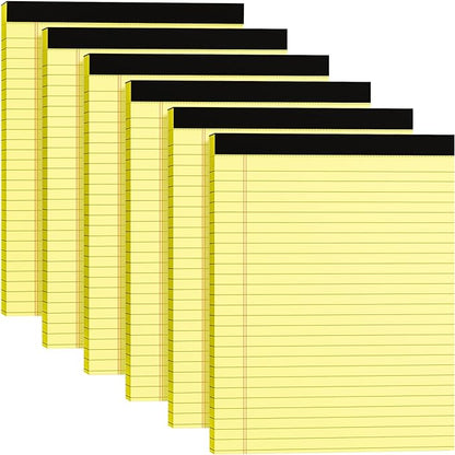 Legal Pads 8.5 x 11, 6 Pack Yellow Note Pads 8.5 x 11 Writing Pads, Wide Ruled Legal Notepads, Lined Pads of Paper Yellow Paper Pads, 30 Sheets Per Notepad for School, Home, Office, Business