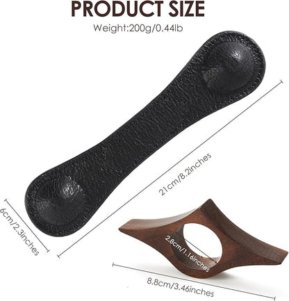 KINIVA Leather Weighted Bookmarks Book Weight Page Holder for Reading,Book Open Holder for Kids Adult,Gifts for Reader (01 Black+04 Wood)