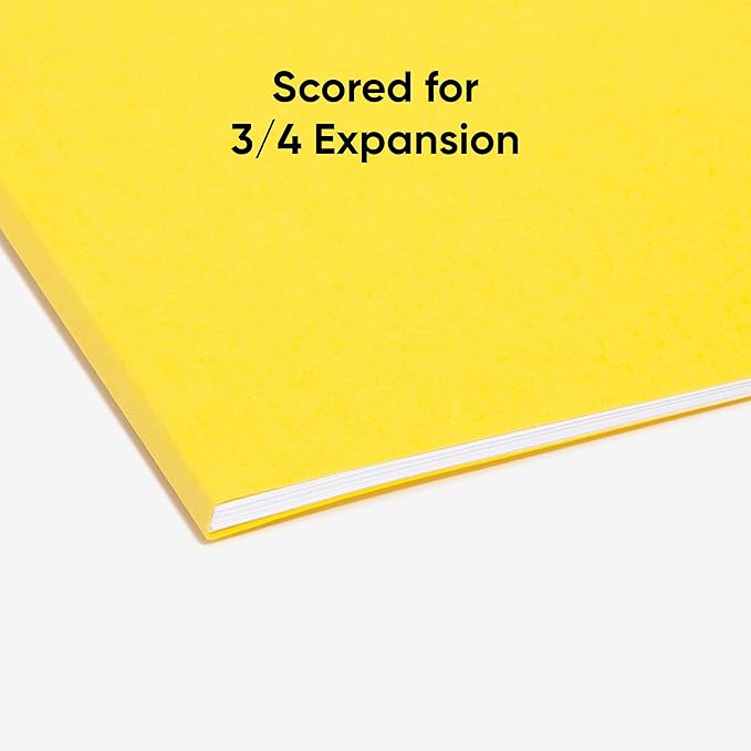 Smead FasTab Hanging File Folder, 1/3-Cut Built-in Tab, Letter Size, Yellow, 20 per Box (64097) (Pack of 1)