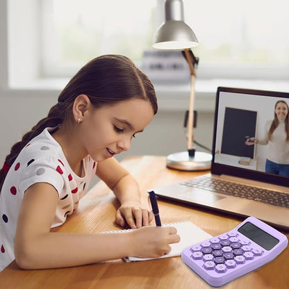 Purple Calculator, Standard Calculator,12 Digit Large LCD Display,Basic Office Calculator with Hexagonal Button,Purple Office Supplies and Desk Accessories,Gifts for Coworkers