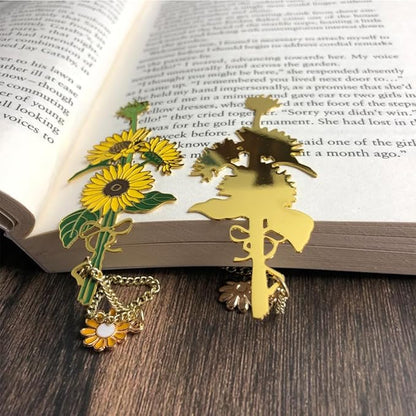 Bookmarks for Book Lovers Book Marks for Reading Women Birthday Graduation Christmas Gifts for Her Cute Metal Bookmark Book Markers Stocking Stuffers for Teens (Sunflower)