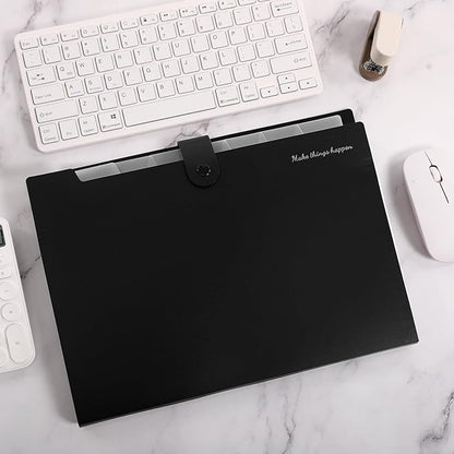 SKYDUE 8 Pockets Expanding File Folders, Accordion Folders, Portable Paper Bill Receipt Organizer, Letter Size, Home College School Office Supplies, Black