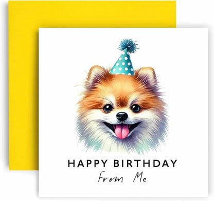 Huxters Birthday Card from the Dog – Pomeranian - Happy Birthday to Dog Mum and Dog Dad – Birthday Card from the Dog to Friends Family First Birthday (Pomeranian)