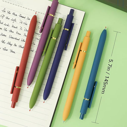 UIXJODO Gel Pens, 6 Pcs Black Ink Pens for Women, 0.5mm Fine Point Smooth Writing Pens, High-End Series Retractable Pens for Journaling Note Taking (6 Pcs Gold Vintage)