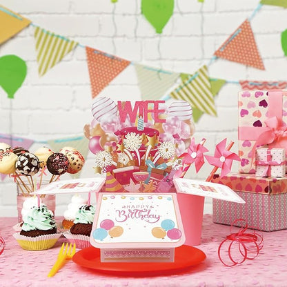 Asmallgf Cool Wife Birthday Gifts, Romantic Birthday 3D Card from Husband, Sweet Gifts for Wife