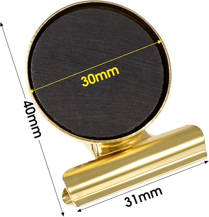 VNDUEEY 20pack Fridge Magnets Refrigerator Magnets, Magnetic Clips Heavy Duty, Detailed Locker List Display Paper Fasteners on Home& Office& Teaching (Gold)