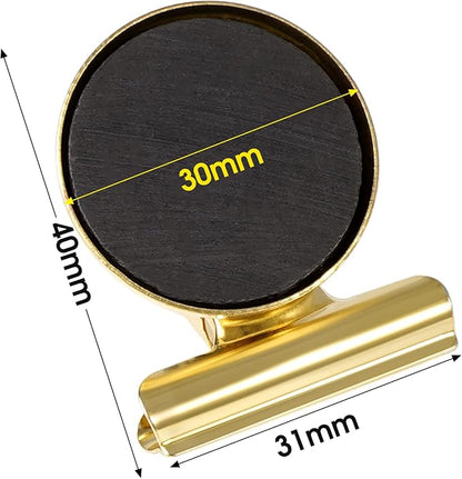 VNDUEEY 20pack Fridge Magnets Refrigerator Magnets, Magnetic Clips Heavy Duty, Detailed Locker List Display Paper Fasteners on Home& Office& Teaching (Gold)