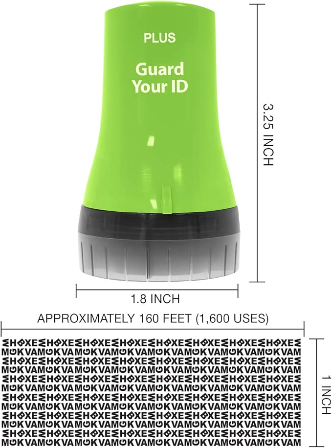 Guard Your ID Wide Advanced Roller 2.0 Identity Theft Prevention Security Stamp Green