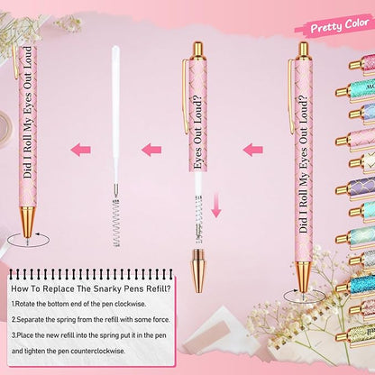 Snarky Funny Office Pens,12 Pcs Negative Sarcastic Hilarious Quotes Work Ballpoint Pens with Stylus Tip for Colleague Co-workers Gift Black Ink (Style 5, 12)