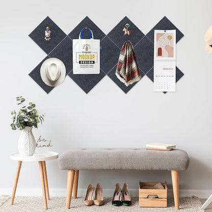 Smarpau Felt Bulletin Board 12 Pack Cork Boards for Walls 48"x36" Dark Gray Bulletin Board Cork Felt Board for Office Pin Tack Board for Home School