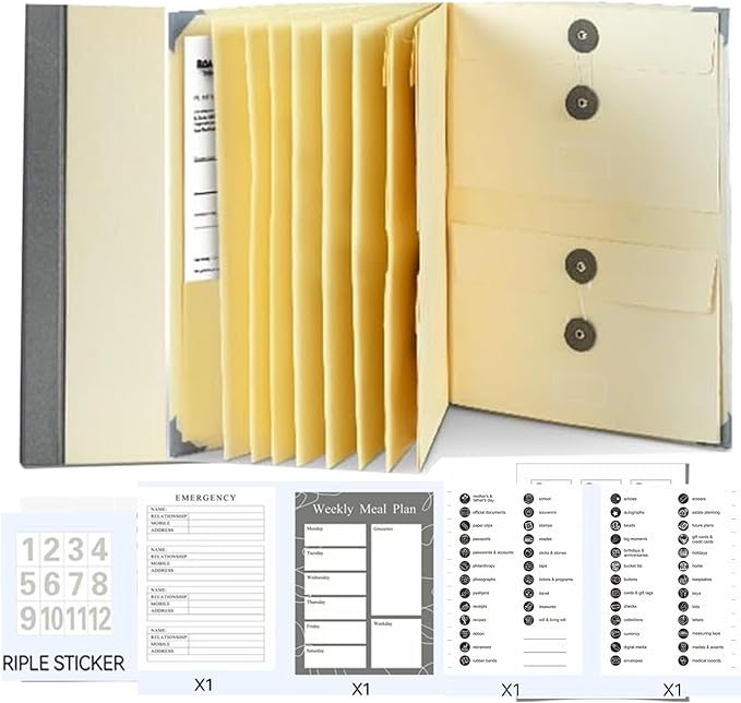 in Case I Go Missing Binder,The Folio Document Organizer,Lifebook Document Organizer with Labels,Suitable for Important Document,Emergency Binder,Life Binder,Passports,and Letters(Yellow)